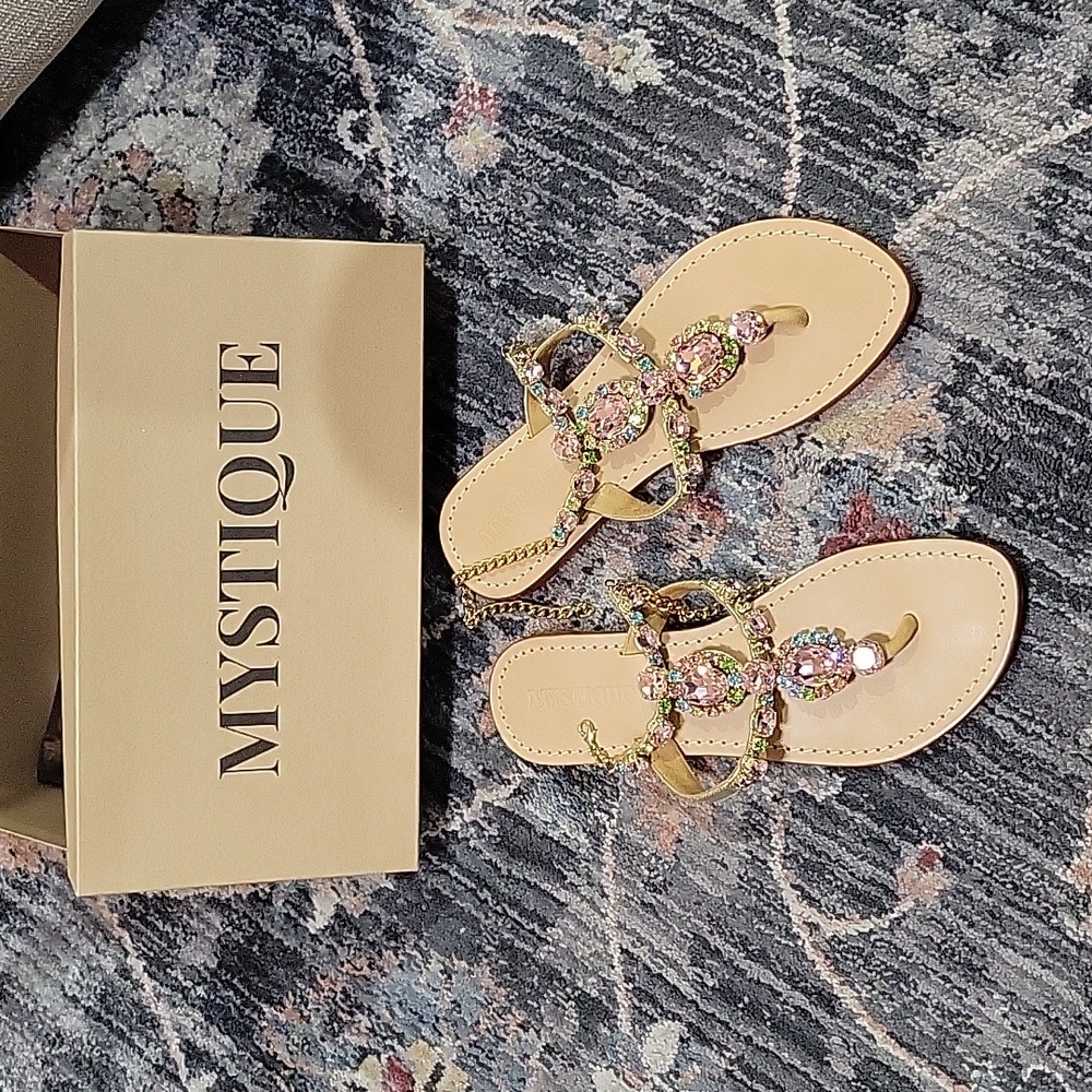 Brussels Sandal Light Multi-Color Chain Closure Sandals